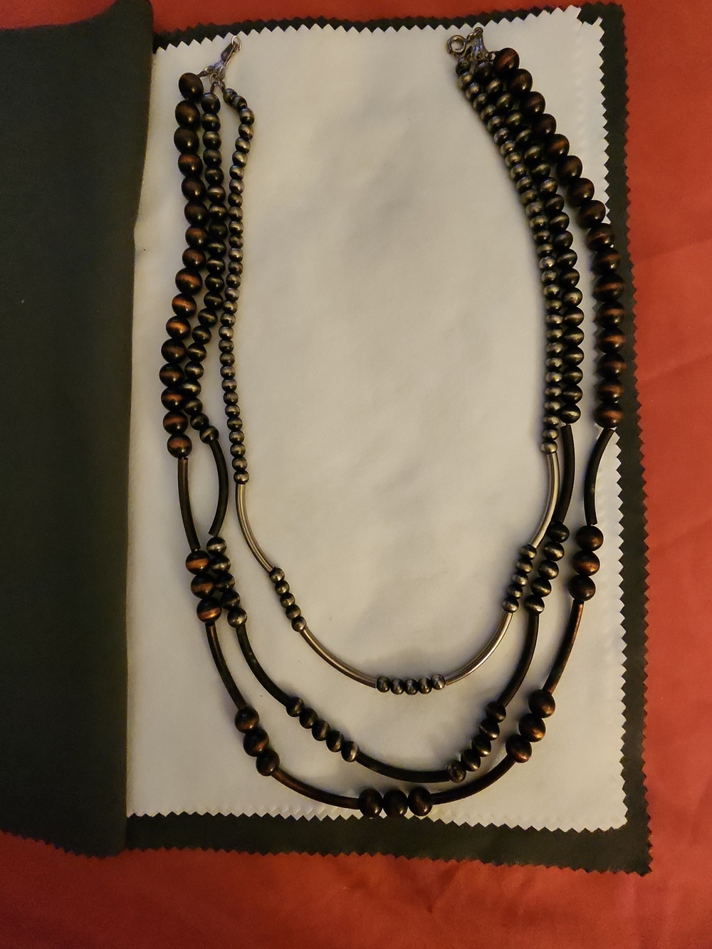 Vintage Liz Claiborne layered necklace featuring bronze and gold-tone beads